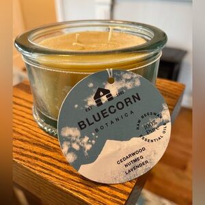 Bluecorn Botanica Beeswax Candle, Cedarwood, Nutmeg, Lavender, NEW